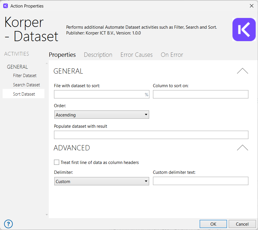 demo screenshot Dataset